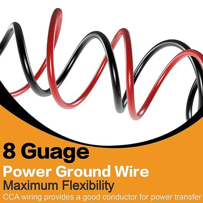 8 Gauge Wire Copper Aluminum CCA 50FT(25FT Red+25FT Black) Power & Ground Cable with 60A Fuse Holder,8ga Lugs,3:1 Heat Shrink Tube - Amp Wiring Kit for Car Audio,Battery,RV Trailer,Marine