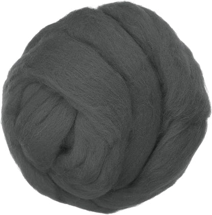 PATIKIL Wool Roving Yarn, 250G/8.8OZ Felting Wool Pure Roving Yarn, Drak Gray