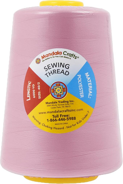 Mandala Crafts 4 Pack of Serger Threads Cones Spools - 40S/2 24000 Yards Polyester Dusty Rose Threads for Sergers Machine and Overlock Quilting Sewing Machine
