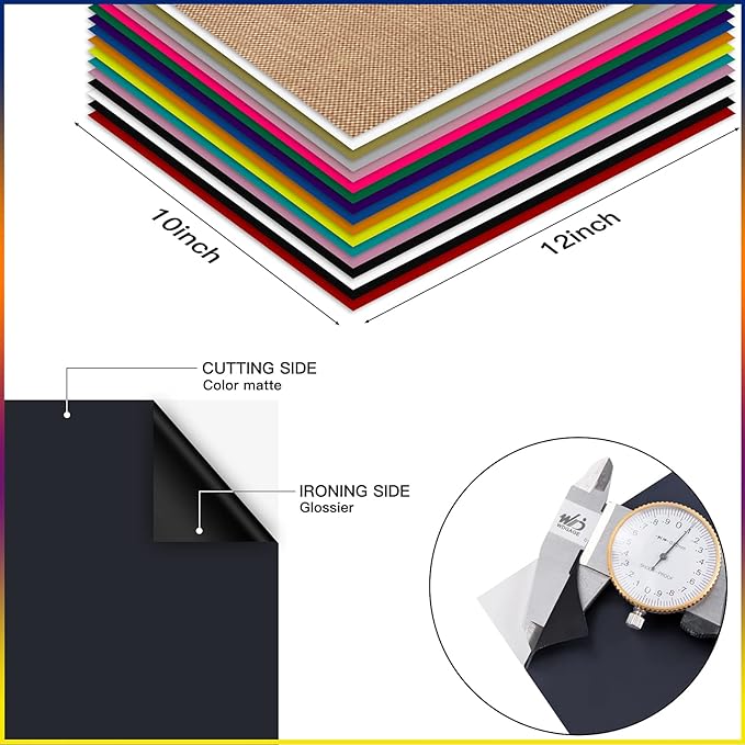 HTVRONT Black HTV Heat Transfer Vinyl Bundle: 36 Pack 12" x 10" Iron-On Vinyl for T-Shirts, Compatible with Cricut Cutting Machine, Silhouette Cameo or Heat Press Machine