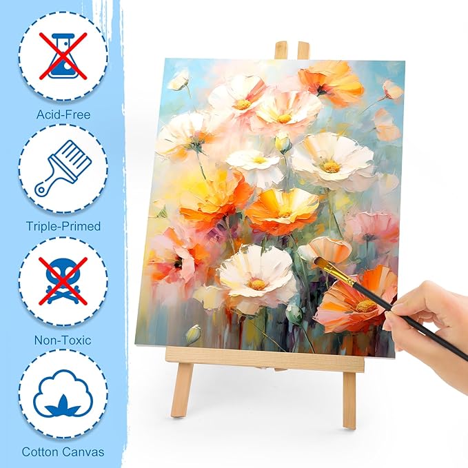 ESRICH Stretched Canvas for Painting, 12 Pack 9x12 Inch Canvas Value Pack,Primed Acid-Free Cotton Blank Canvases, Painting Canvas for Oil & Acrylic Paint.