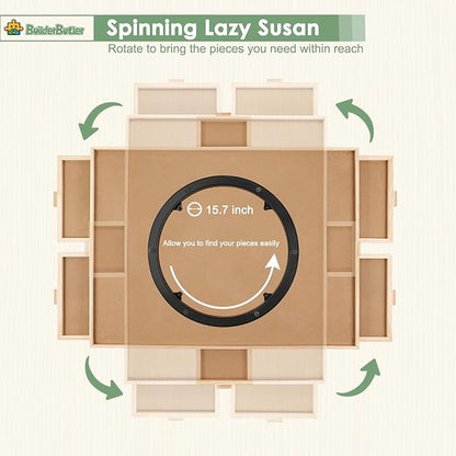 2000 Pieces Rotating Puzzle Board with 6 Drawers,40.16"x28.5" Portable Wooden Jigsaw Puzzle Table with Lazy Susan Spinning Cover for Adults