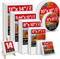 14 Packs Stretched Canvases for Painting, Multi Pack 11x14, 9.44x12, 8x10, 5x7, 4x4, Round Canvas with 8x8,10x10(2 of Each), Blank Primed Canvas, for Oil Paint, Acrylic Paint, for Beginners, Artists.
