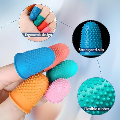 30 pcs Rubber Thimble, Rubber Finger Tips, Office thimbles for Hand Embroidery, Cutting, Knitting & Counting, dedos de silicona para las Manos, dedales para Coser，Thumb Thimble in 5 Sizes and Colors