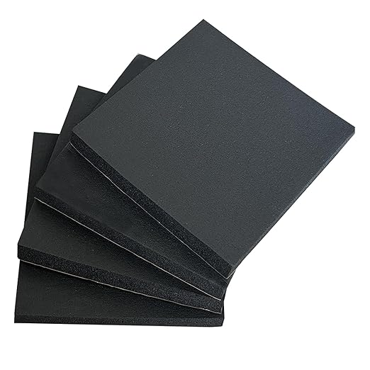 4 Pieces Adhesive Foam Padding 1/2 in Thick X 4 in X 4 in, Anti Vibration Pads, Closed Cell Foam Pads for Anti-Slip, Shock Absorption