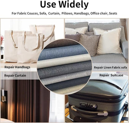 Fabric Repair Patches, 17X158 Inch Linen Repair Tape Self-Adhesive Fabric Patches Durable, DIY Large Linen Tape for Sofa, Couches, Furniture, Chair, Clothing （17X158 Inch, White）