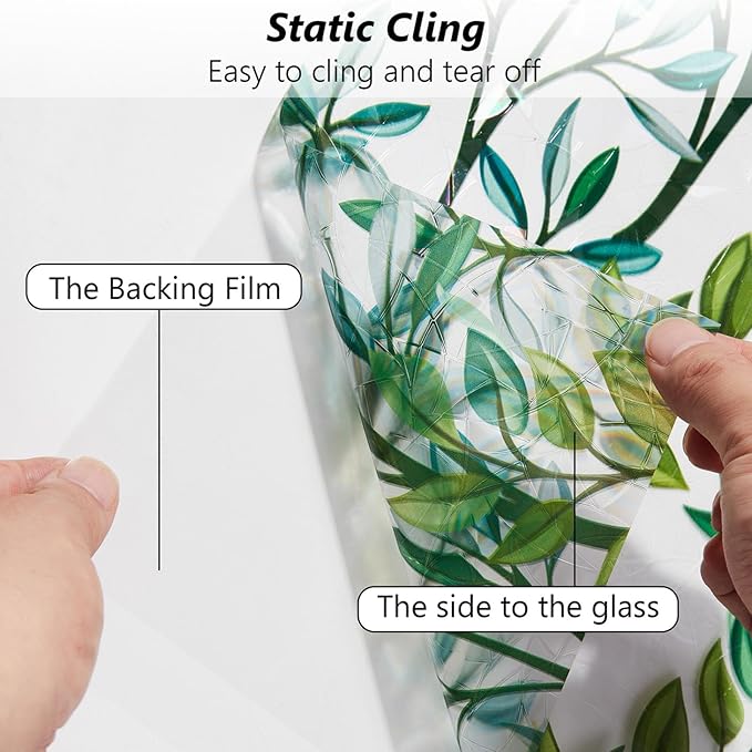 Finnez Window Privacy Film 3D Static Cling Window Film, No Glue Heat Control & 96% UV Blocking for Home Office, Decorative Frosted Glass Cover 45.2 Inch x 13.1 Feet