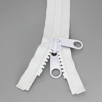 Leekayer 2PCS #10 48 Inch Heavy Duty Zippers for Sewing Separating Large Plastic Zippers White Tape with Double Pull Tab Slider, Sleeping Bag, Boat, Canvas, Cover, Trampoline, Dog Bed,Tent (48" 2pcs)