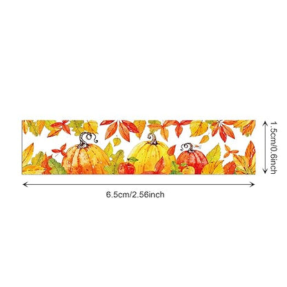 12 Pcs Thanksgiving Washi Tape Maple Leaf Print Masking Tape Pumpkin Pattern Decorative Paper Sticker for Fall Party Holiday Scrapbook DIY Craft Gift Wrapping Handbook Sticker