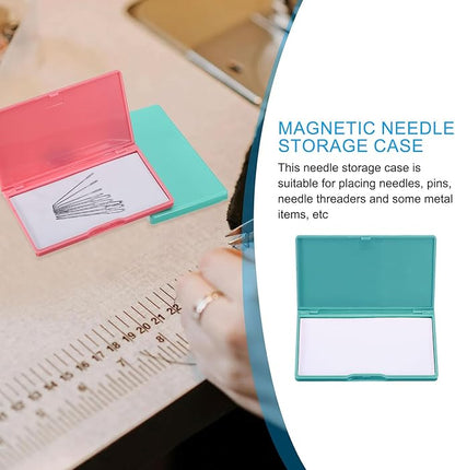 PATIKIL Magnetic Needle Storage Case, Plastic Portable Sewing Pin Keeper Needle Organizer Box Container for Embroidery Knitting Stitching, Dark Green