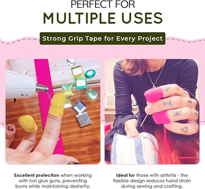 THIMTEC - The Original Thimble Tape for Hand Sewing - Fully Adjustable Nail & Finger Protector - A Smarter Alternative to Classic Knitting Thimbles -White Cloud, 3-Pack