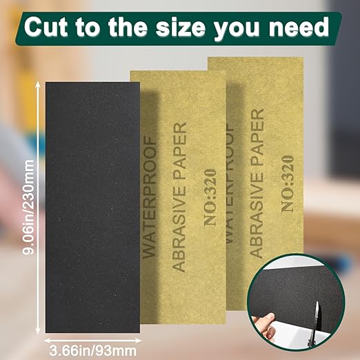 20PCS Sand Paper 320 Grit Sandpaper Sheets, 9 x 3.6 Inch Wet Dry Sandpaper Sheets, Sand Paper for Metal, Wood Furniture, Automotive and Crafts