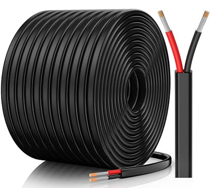 14 Gauge Wire, 14 AWG 2 Conductor Electrical Wire, Flexible/Oxygen-Free Tinned Copper/Stranded PVC 14/2 Cord for Automotive, Marine, LED Strips, Solar, RV, Lighting (100FT)