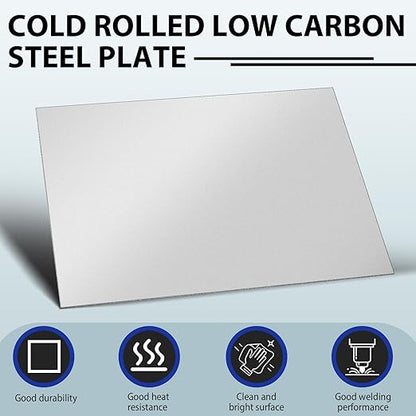 4 Pcs 16 x 12 Inch Mild Steel Sheet Cold Rolled 16 Gauge Metal Plate Weldable Metal Sheets for Professional Industrial DIY Use, Clean Surface Easy to Weld