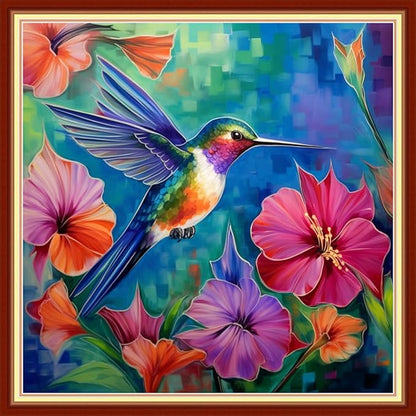 Magxvouy Cross Stitch Kits Stamped Full Range of Embroidery Kits,Cross Stitch Patterns Needlework Kits for Beginners 11CT Printed Kits&Hummingbirds 18x18 inch