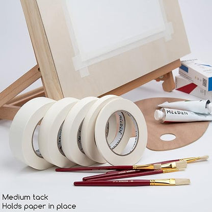 MEEDEN 5 Packs White Artist Tape, 0.2" 0.5" 0.75" 1.0" 1.4" x 60 Yard, Multi-Sized Masking Art Tape, Acid-Free Painters Tape for Painting Drafting Framing, General Purpose for Craft, Office, School