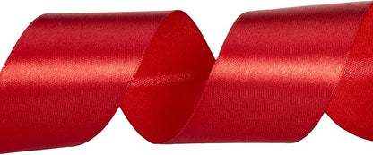1 1/2 Inch Red Solid Satin Ribbon, 50 Yards Craft Fabric Ribbon for Gift Wrapping Floral Bouquets Wedding Party Decoration