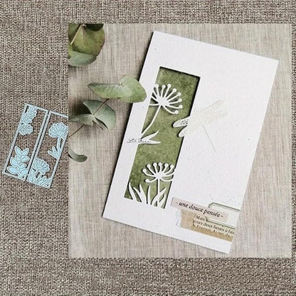 Lapoo 3D Backgrounds Frame Metal Cutting Die for Scrapbooking, New Cutting Dies DIY Album Card Making Decor Paper Craft Metal Die Cuts Party Wedding Decorations (Grass Window 4.1 x 2.9 in)