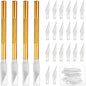 MECCANIXITY 4 Pcs Exacto Knife, Craft Hobby Knife with 40 Exacto Blades(#11) Profession Craft Knives for Crafting, Modeling, Scrapbooking (Gold Tone)