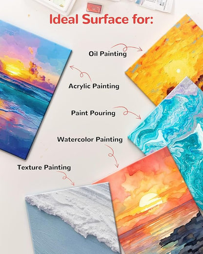 Canvas Boards 36 Pack, 9x12 Inch White Blank Painting Canvas Panels, 100% Cotton Art Supplies for Acrylics Oil Watercolor Tempera Paints