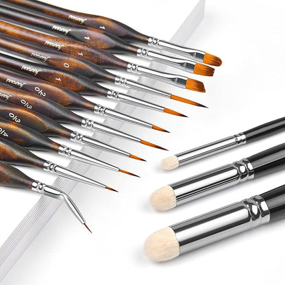 Miniature Paint Brushes with Domed Dry Brush Set for Miniature Painting, Fuumuui 14Pcs Miniature Model Paint Brush Set Dry Brush Miniatures for for Acrylic, Watercolor, Oil