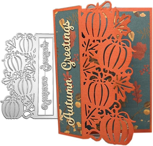 Mvchifay Cutting Dies for Card Making Metal Die-Cuts Scrapbooking Tool Hollow Frame DIY Craft Punch Template Embossing for Paper Album Decor (Pumpkin frame-14.5x11.1cm)
