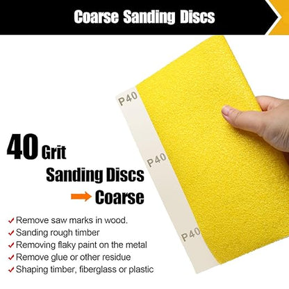 40 Grit Sand Paper, 12Pcs Sandpaper Assortment Sandpaper for Wood Metal Furniture Hand Sander Sand Paper Set Sandpaper Sheets Cut for Use 9" x 11"/12 Sheets