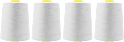 Mandala Crafts 4 Pack of Serger Threads Cones Spools - 20S/2 24000 Yards Polyester Silver Gray Threads for Sergers Machine and Overlock Quilting Sewing Machine