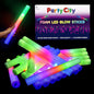 Party City 48pk LED Foam Glow Sticks 14”- Glow in the Dark Party Supplies Favors, Colorful Flashing Wand with 3 Modes, Foam Light Up Sticks Bulk Party Pack for Wedding, Birthday, Concert, Halloween
