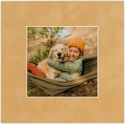 Pack of 25 Acid Free 11x14 Mats Bevel Cut for 8.5x11 Photos - Beige Suede Precut Matboards With Backing Boards and Clear Photo Mat Bags For Pictures, Photos, Framing - 4-ply Thickness