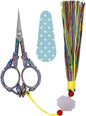 BIHRTC 4.5Inch Sewing Scissors Stainless Steel Sharp Tip Scissors with Leather Cover Tassel Small Crafting Household Shear for Cross Stitch Needlework Beading DIY Threading