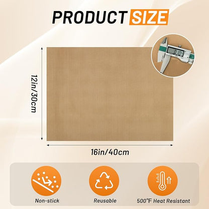 Svaldo Teflon Sheets for Heat Press, 3 Pack, 12x16 Heat Press Paper for T Shirts, Hat, Reusable Non Stick PTFE Teflon Sheet, Iron Transfer Paper for Sublimation Machine, Craft & Baking
