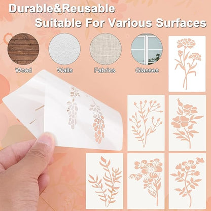 Flower Stencils for Painting Reusable 42PCS Wall Stencil for Crafts Leaf Stencils Templates for DIY Home Decor Art Projects