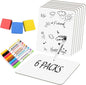 6 Pack Small White Board Dry Erase Classroom Pack Boards 9" x12” Personal Whiteboards for Students Teachers School Supplies Lapboards l Mini Whiteboard Erasers Included Colors pens