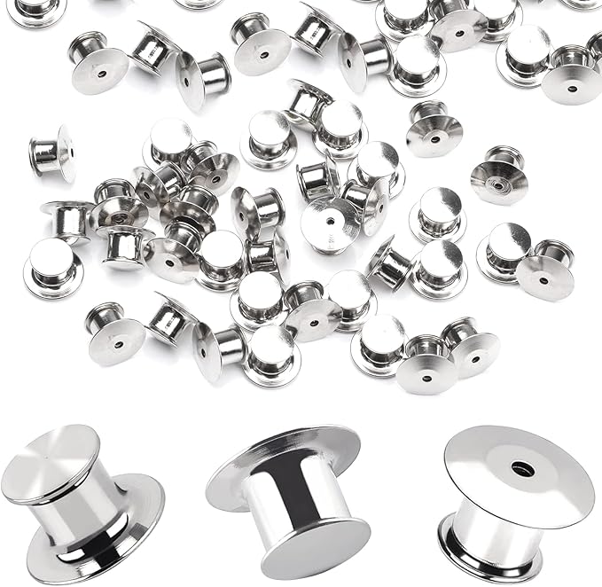 DECYOOL 75 Pieces Metal Pin Backs Locking Pin Keepers Locking Clasp