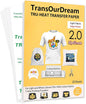 TransOurDream Upgraded Iron on Heat Transfer Paper for T Shirts (20 Sheets, 8.5x11") Iron on Transfers for Light Fabric Printable Heat Transfer Vinyl for Inkjet Printer (TOD-4)