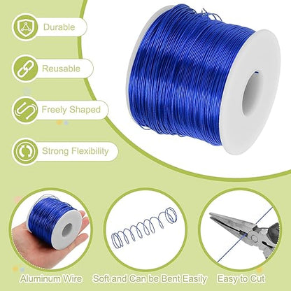 MECCANIXITY 20 Gauge Anodized Aluminum Craft Wire Bendable Bonsai Training Wire 771 Feet 0.8mm for Sculpting Crafts Wreath Floral Beading Jewelry Making, Dark Blue