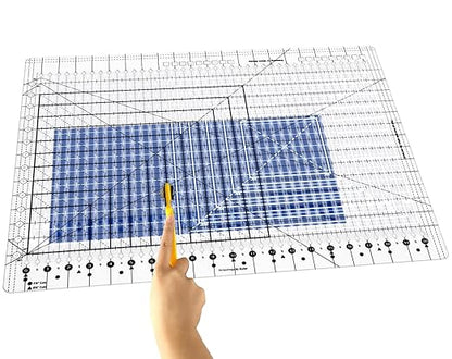 Quilting Ruler,17-3/4in x 22in,Slotted Patchwork Ruler & Template,Non-Slip Grip Acrylic Fabric Strip Cutting, Sewing, Crafting