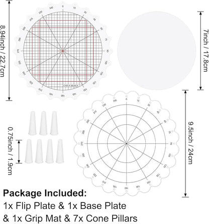 CYFUN DESIGN 9.5inch/24cm Rotating Stamping Platform Stamp & Spin Tool for Stamping Circular Designs Stamping Positioning Tool with Lines for Scrapbooking Crafts Card Making Arts Supplies