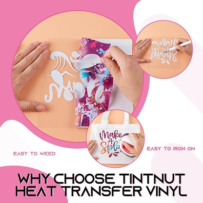Tintnut Splash Heat Transfer Vinyl Roll - 12 Inch x 5ft Dark Red Watercolor Ink Patterned HTV Splatter Iron On Vinyl DIY T-Shirts Hats Clothes Canvas Bags