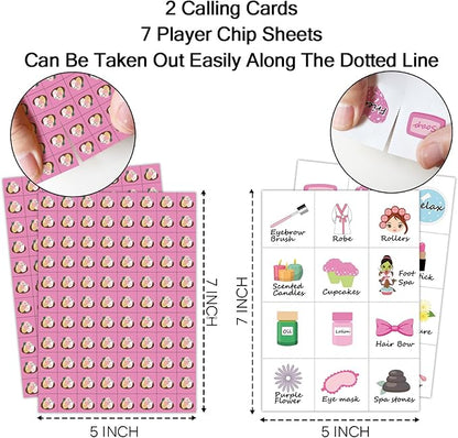 Spa Party Bingo Game Cards(24 Players), Beauty Themed Bingo Card for Family Friend Adult, Large Group Holiday Sleepover Party Activity Favor Decoration Supplies -005