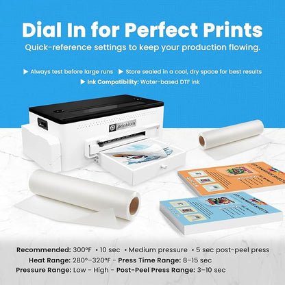 DTF Transfer Film Roll 23.6in x 328ft – Instant Hot & Cold Peel – Double Matte Anti-Static Coating – Premium Heat Transfer Film for Vibrant Colors & Durable Prints – Works with All DTF Printers