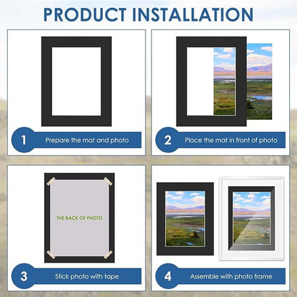 18 Pack Picture Mats, 8x10 for 6x8 Picture Frame Mats, Acid Free Core Bevel Cut Picture Frame Mattes for Photos Artworks Prints (Black)
