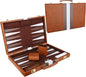 Backgammon Set - Classic Board Game with Premium Leather Case - Portable Travel Strategy Backgammon Game Set for Adults, Kids (18inch, Brown)