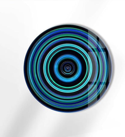 My Photostation.com 15.8''(40cm) Diameter Blue and Green Round Glass Wall Art Tempered Glass Printing Wall Decor Large Wall Art Wall Hangings