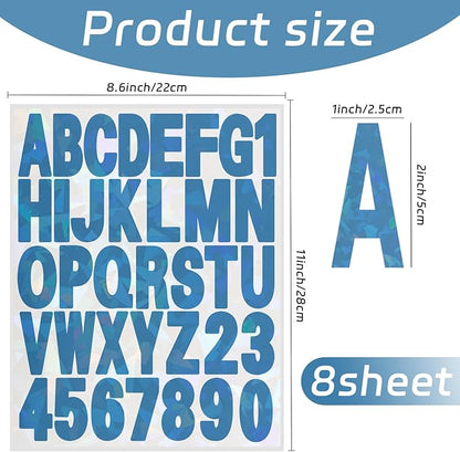 Starboling Letter Stickers,2 inch 8 Sheets Dark Blue Alphabet Sticker,Self Adhesive Vinyl Letter Stickers Mailbox Numbers,for Arts Crafts Outdoor Sign Poster Mailbox Sign Doors Mailboxes Car Truck