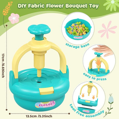 TingingYuli Arts and Crafts Kit for Kids Ages 4-8,Flower Bouquet Toys,DIY Flower Market Toys,Build Your Bouquet,Educational Christmas Birthday Gifts for 3 4 5 6 7 8 9 Year Old Girls-Blue