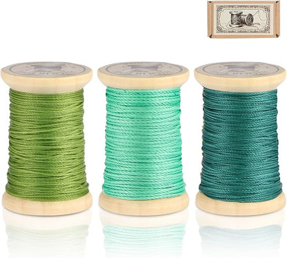Natural Waxed Thread, 0.55mm/0.8mm, Wax Thread for Handcrafted Wrapping, Sewing, Bookbinding, Leather Threads, Beginners Craft DIY, Hemp Cord (Teal/Aqua/Forest, 0.55mm/33 Yards)