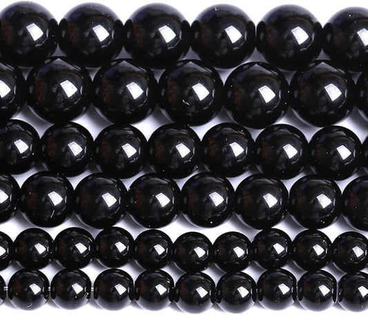 12MM Natural Black Agate Gemstone Beads Round Loose Stone Beads for Jewelry and Bracelets Making 32pcs 15"
