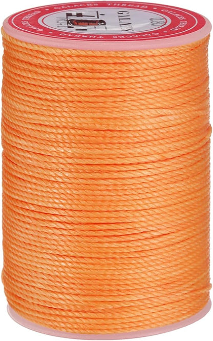 uxcell Round Leather Sewing Waxed Thread, 55m / 60 Yards Wax Polyester String, 0.8mm Waxed Stitching Cord for Leather Crafts, Bookbinding, Bracelets Braided, Orange